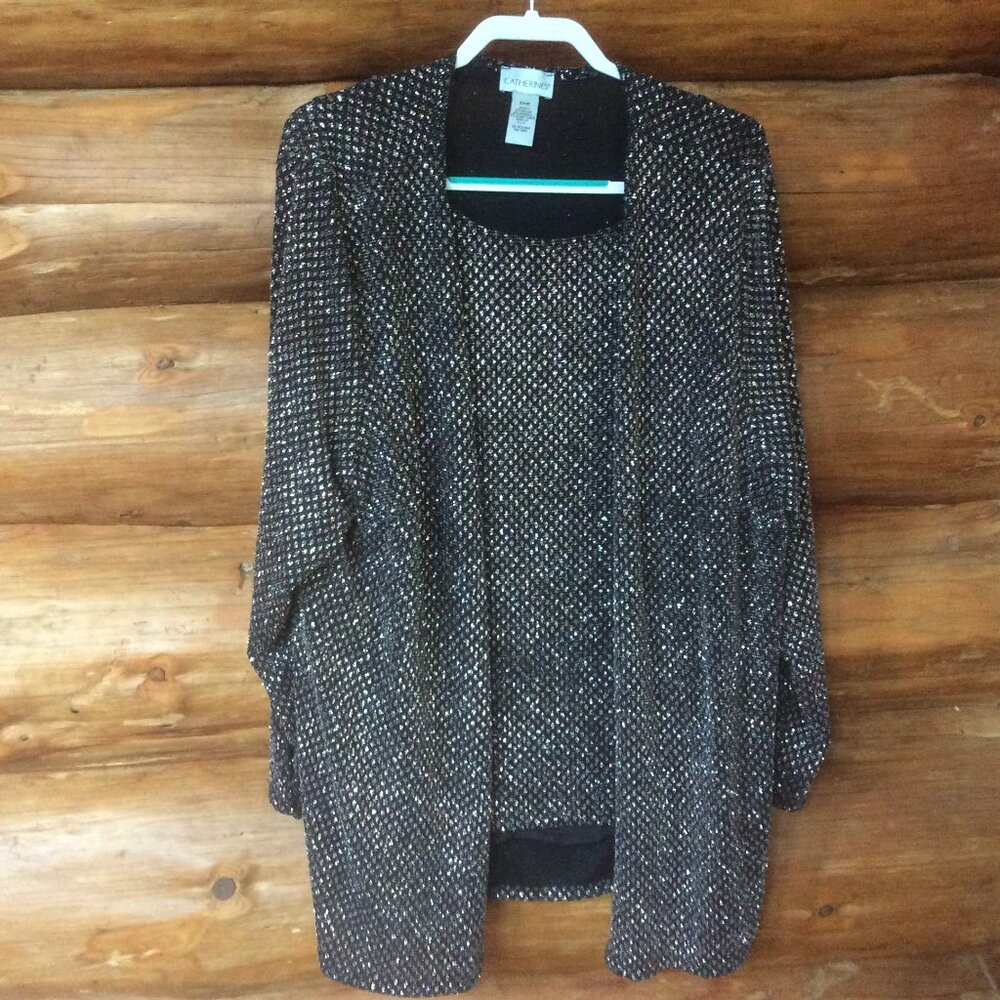 Catherines Bundle Black Gold & Silver Metallic Tank & Cardigan 2 Piece Set 24W